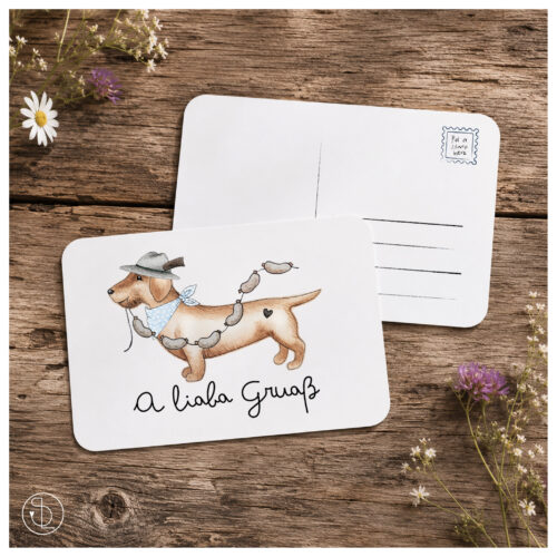 Postkarte Dackel A liaba Gruaß