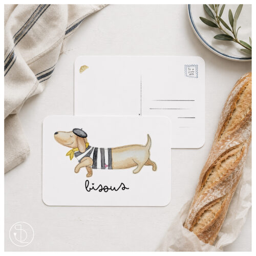 Postkarte Dackel bisous