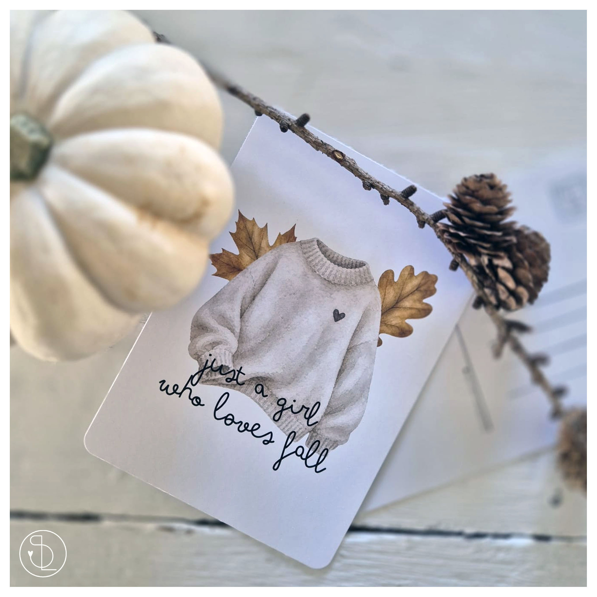 Postkarte just a girl who loves fall