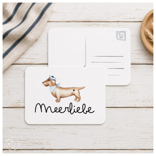 Postkarte Dackel Meerliebe
